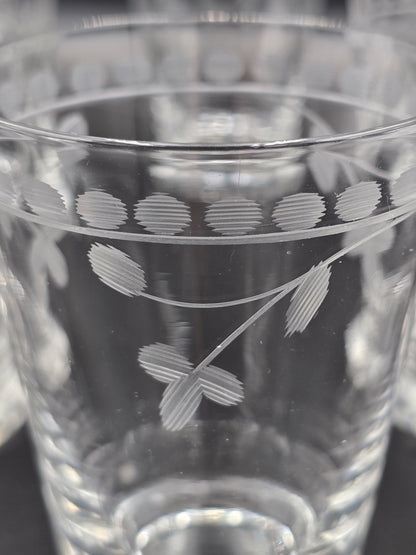 Vintažinės graviruotos stiklinaitės